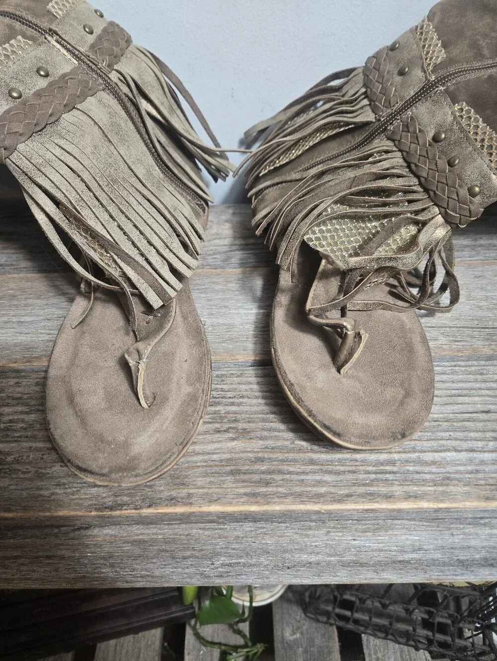 Suede Fringe Ankle Sandal Festival Boots
